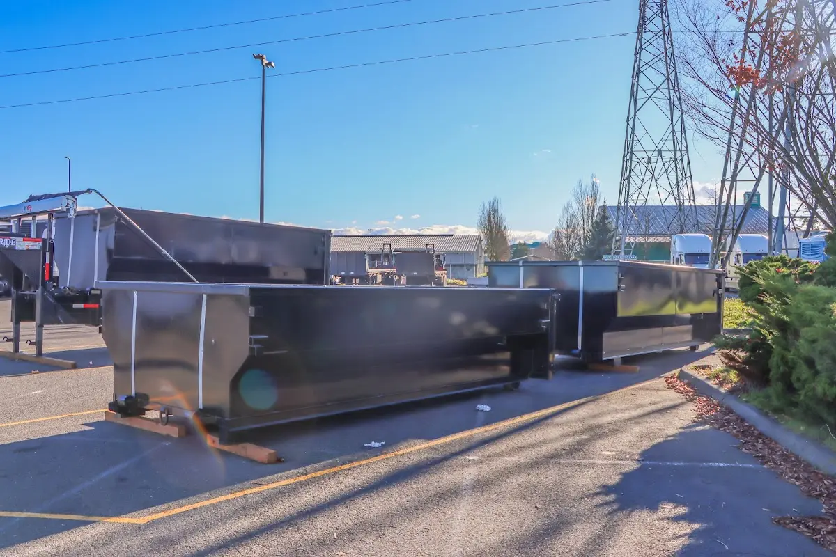 Roll-off dumpster ready for waste disposal at job site for Construction Dumpster Rental in Waukee